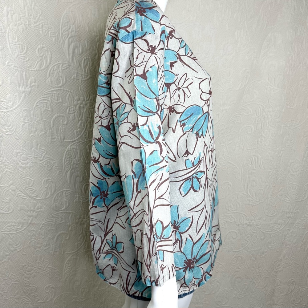 Cut Loose Floral Splash Linen Floral Top - Picture 7 of 10